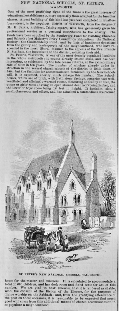 St Peter's New National School, Walworth - 1852