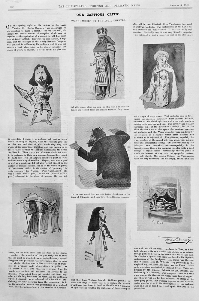 Our Captious Critic.  "Tannhauser,"  at the Lyric Theatre.  1906.