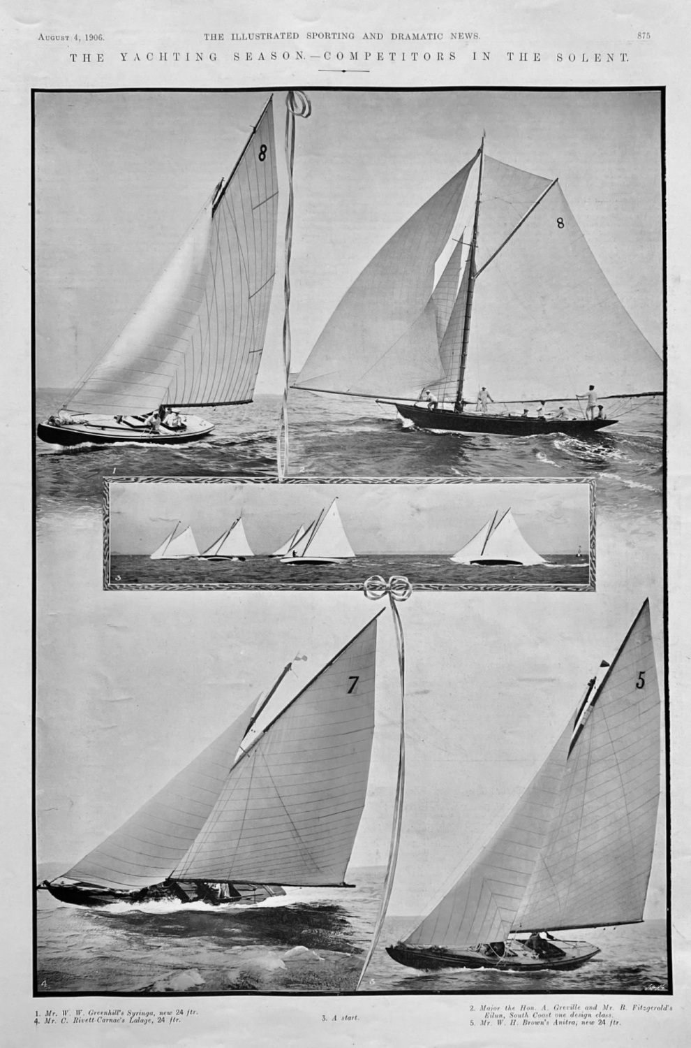 The Yachting Season.- Competitors in the Solent.  1906.