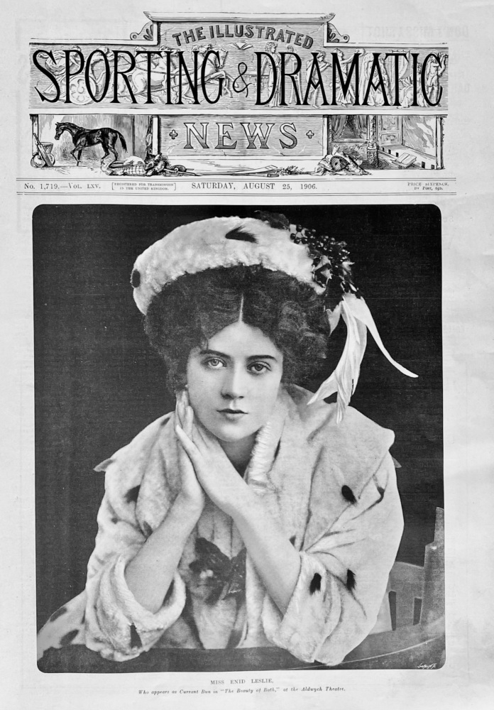 Miss Enid Leslie.  Who appears as Currant Bun in "The Beauty of Bath," at the Aldwych Theatre.  1906.