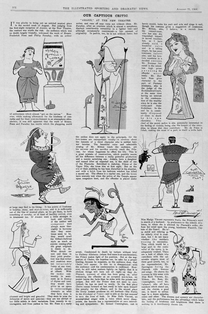 Our Captious Critic.  "Amasis," at the New Theatre.  1906.