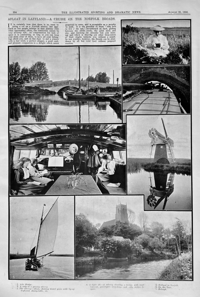 Afloat in Lazyland.- A Cruise on the Norfolk Broads.  1906.