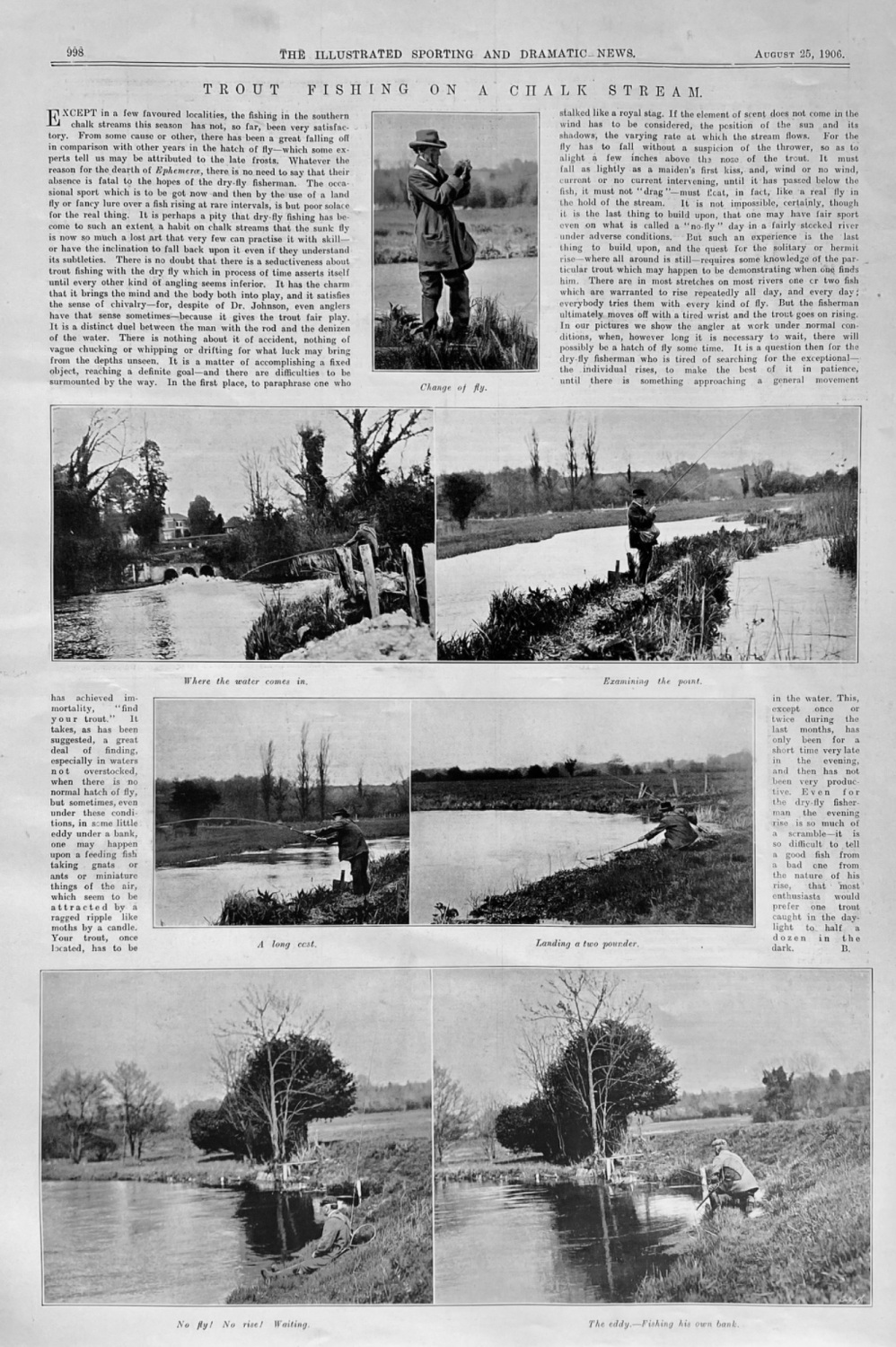 Trout Fishing on a Chalk Stream.  1906.