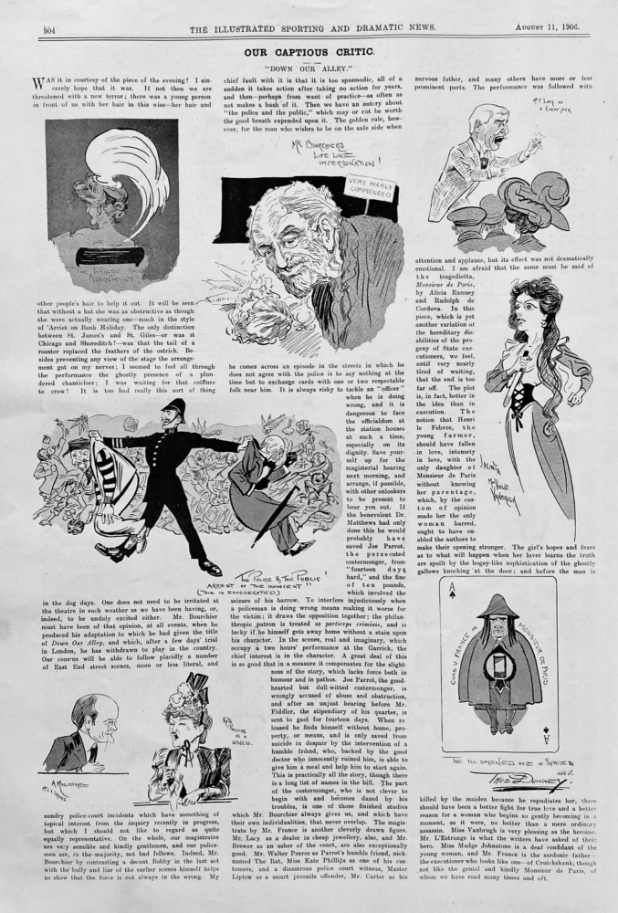 Our Captious Critic.  "Down our Alley," at the Garrick Theatre.  1906.