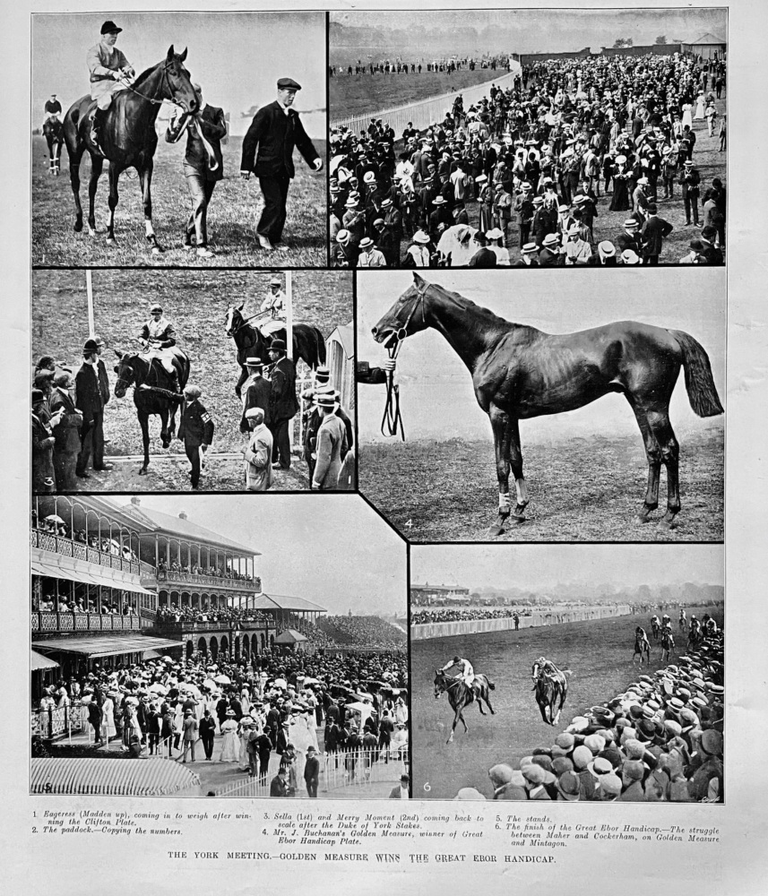 The York Meeting.- Golden Measure wins the Great Ebor Handicap.  1906.