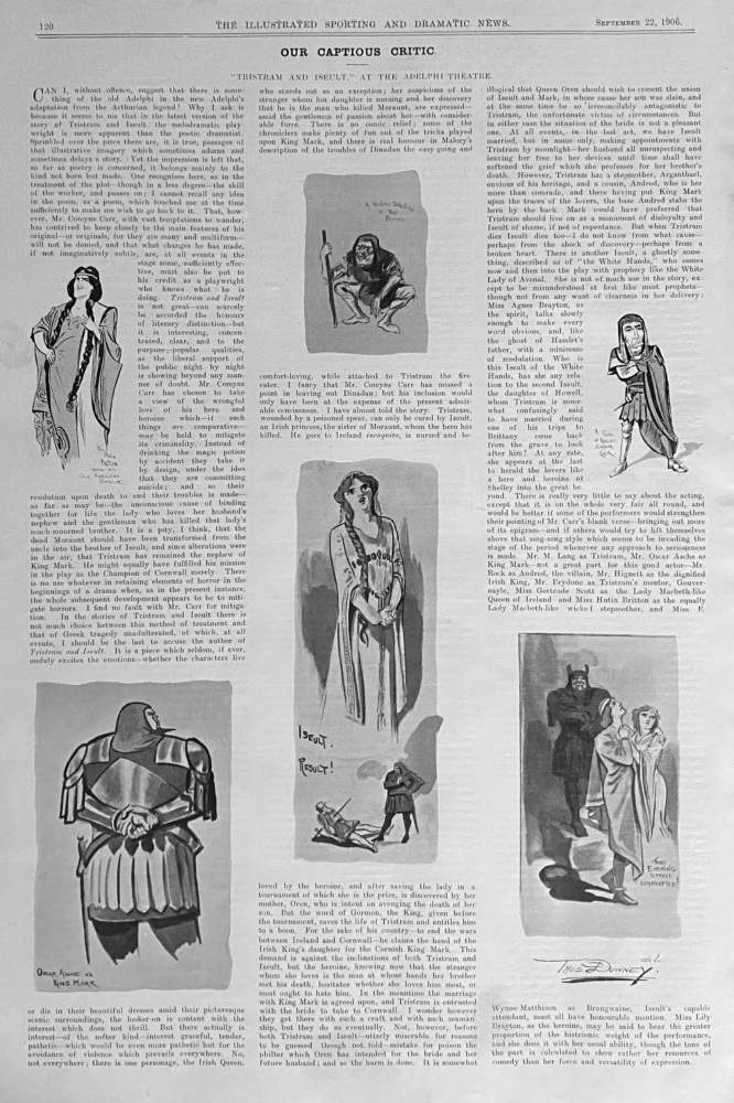 Our Captious Critic.  "Tristram and Iseult,"  At the Adelphi Theatre.  1906.