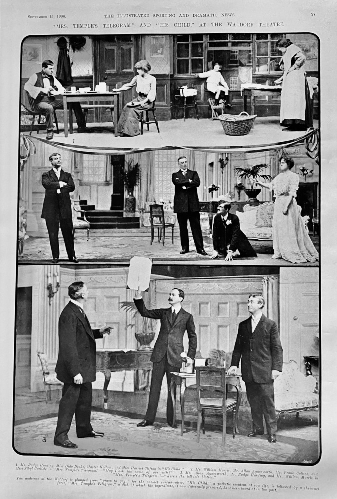 "Mrs. Temple's Telegram" and "His Child," at the Waldorf Theatre.  1906.