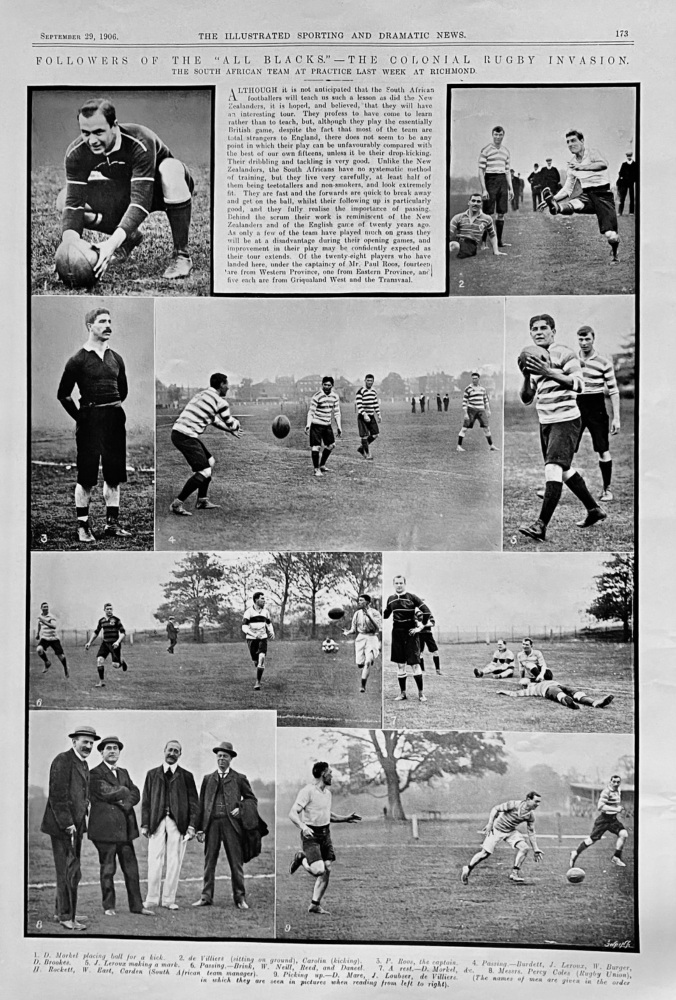 Followers of the "All Blacks."- the Colonial Rugby Invasion..  1906.