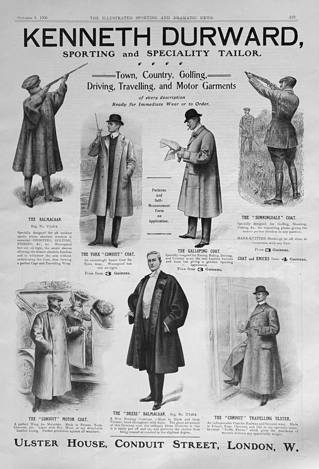 Kenneth Durward, Sporting and Speciality Tailor.  1906.