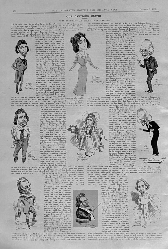 Our Captious Critic.  "The Bondman," at Drury Lane Theatre.  1906.