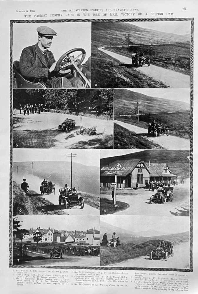 The Tourist Trophy Race in the Isle of Man.- Victory of a British Car.  1906.