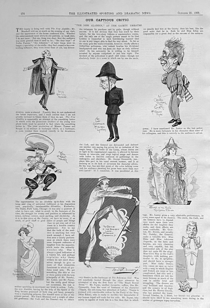 Our Captious Critic.  "the New Aladdin," at the Gaiety Theatre.  1906.
