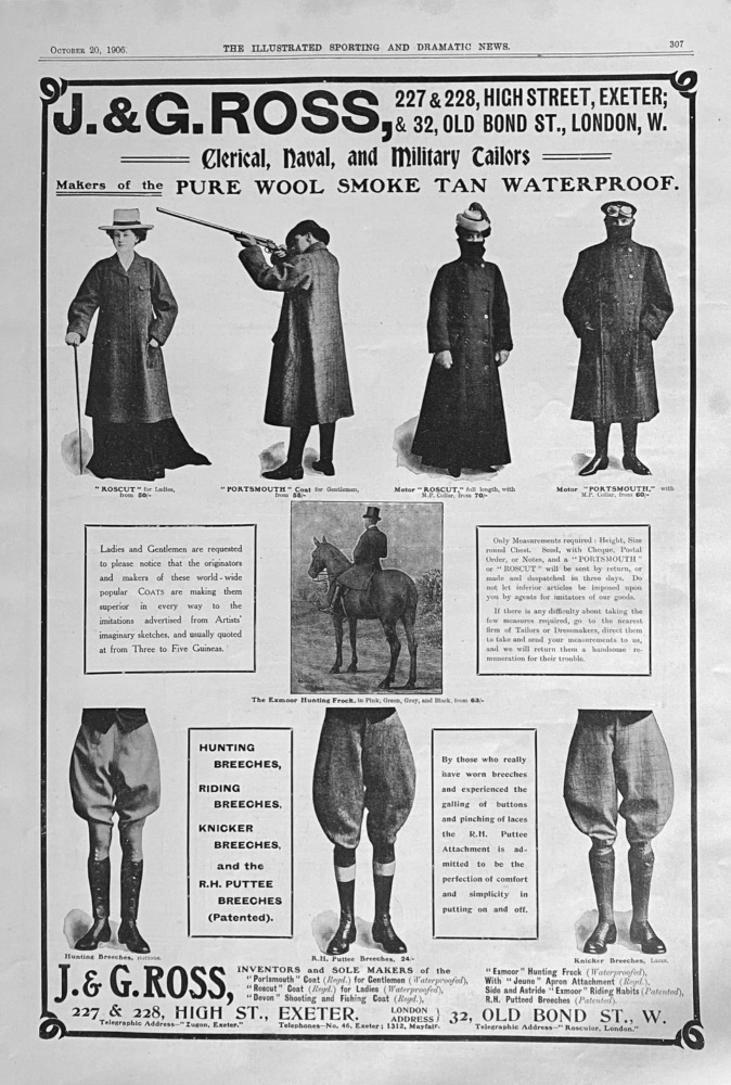 J & G.  Ross, Clerical, Naval, and Military Tailors.  1906.