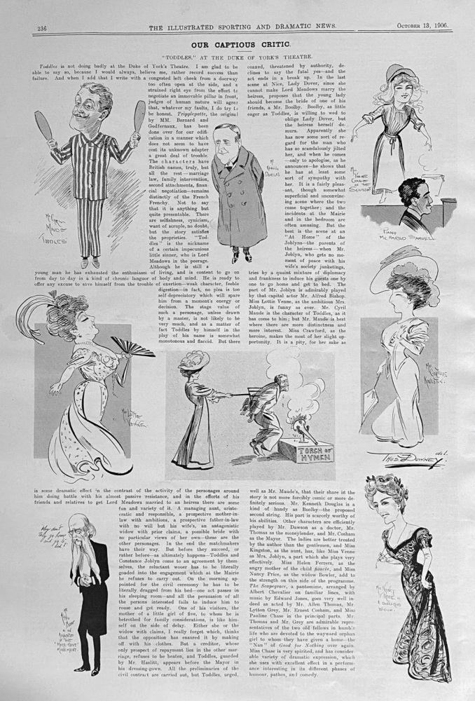 Our Captious Critic.  "Toddles," at the Duke of York's Theatre.  1906.
