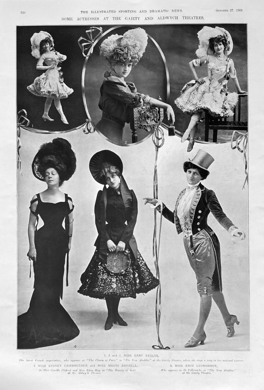 Some Actresses at the Gaiety and Aldwych Theatres.  1906.