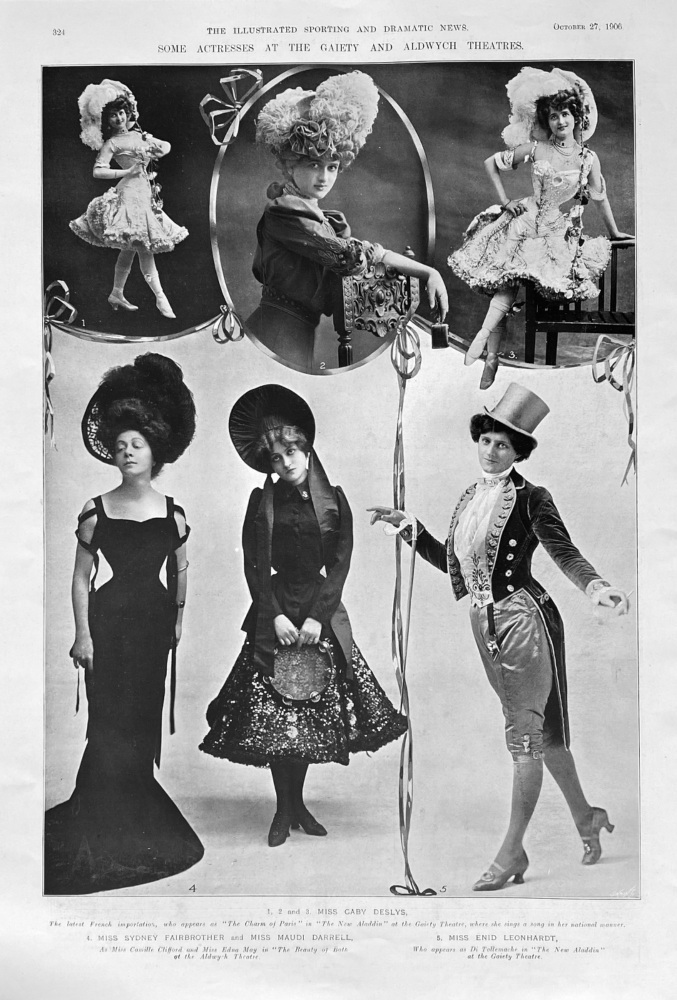 Some Actresses at the Gaiety and Aldwych Theatres.  1906.