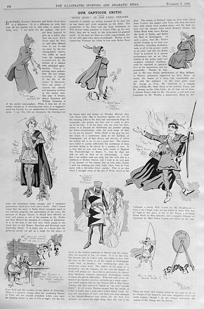 Our Captious Critic.  "Robin Hood," at the Lyric Theatre.  1906.