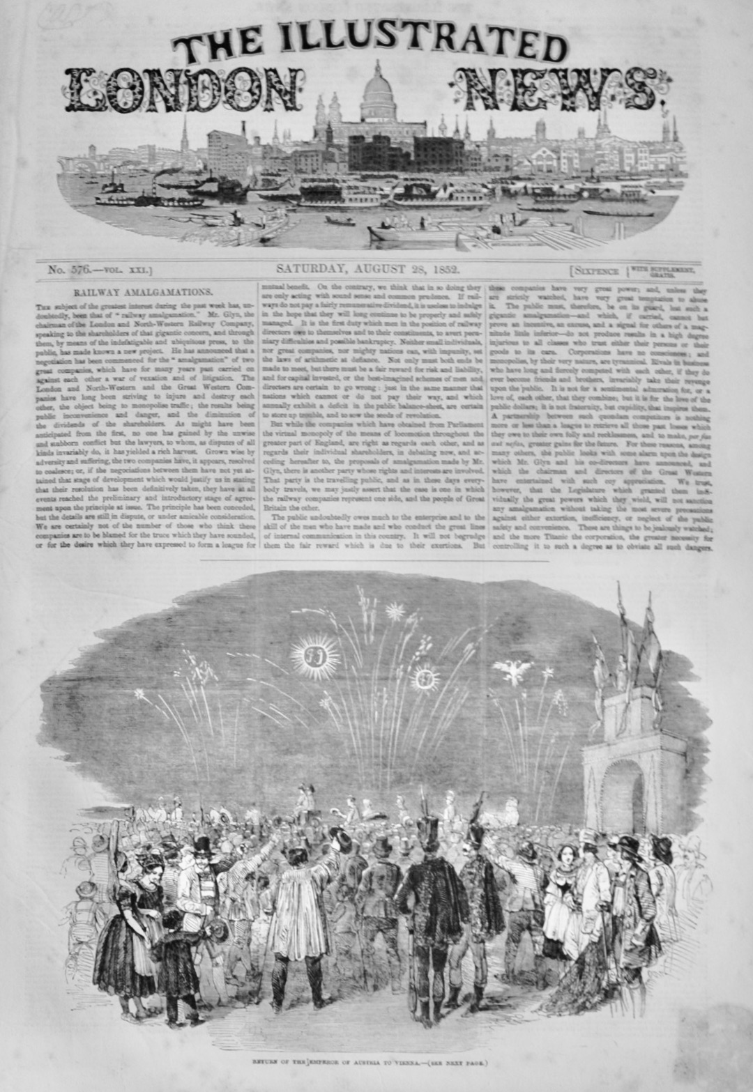 The Illustrated London News - August 28, 1852