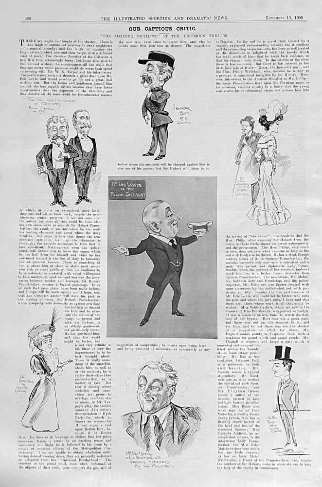 Our Captious Critic.  "The Amateur Socialist," at the Criterion Theatre.  1906.