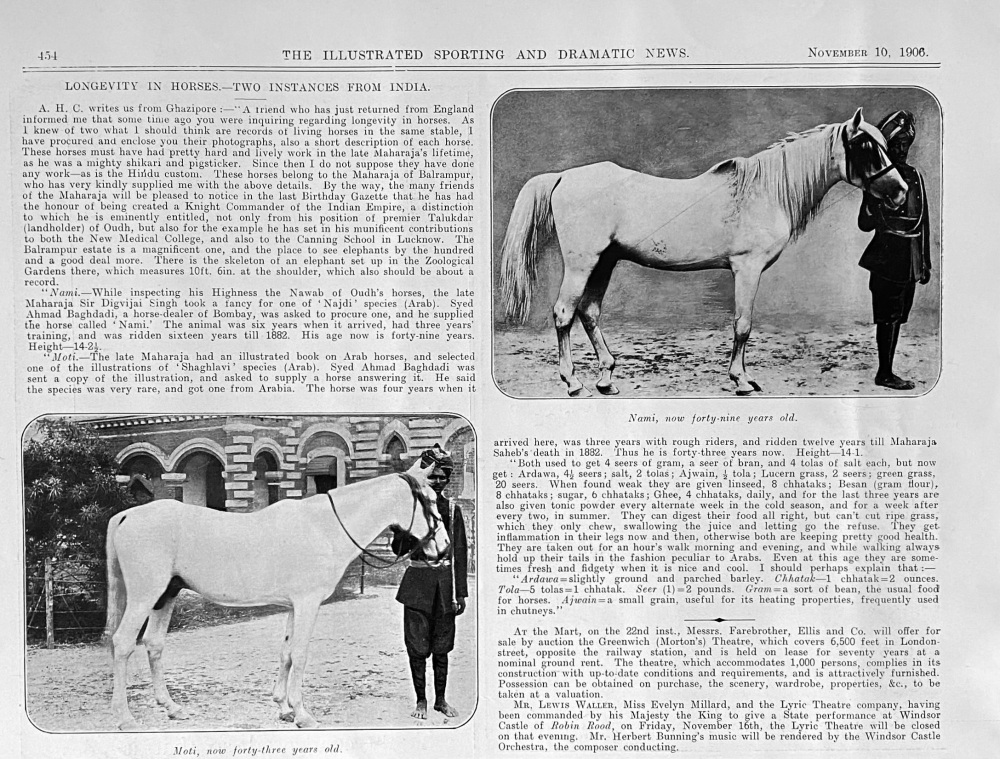 Longevity in Horses.- Two Instances from India.  1906.