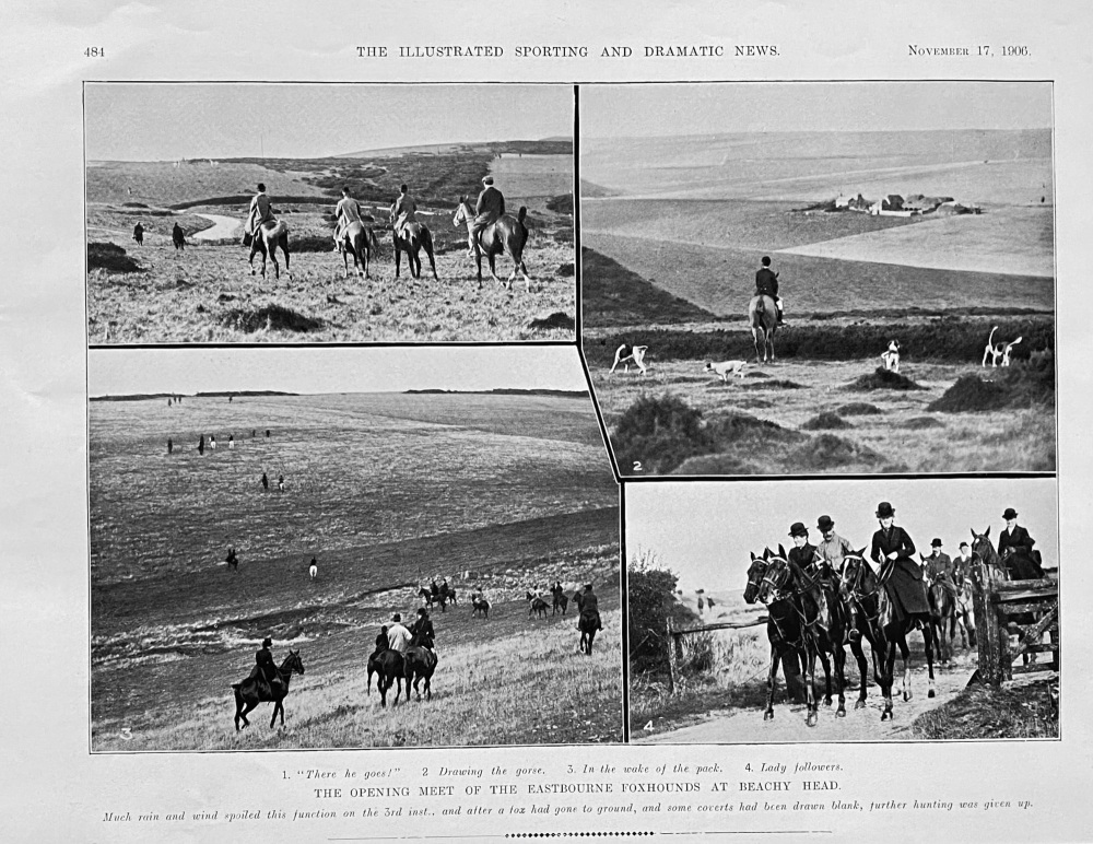 The Opening Meet of the Eastbourne Foxhounds at Beachy Head.  1906.