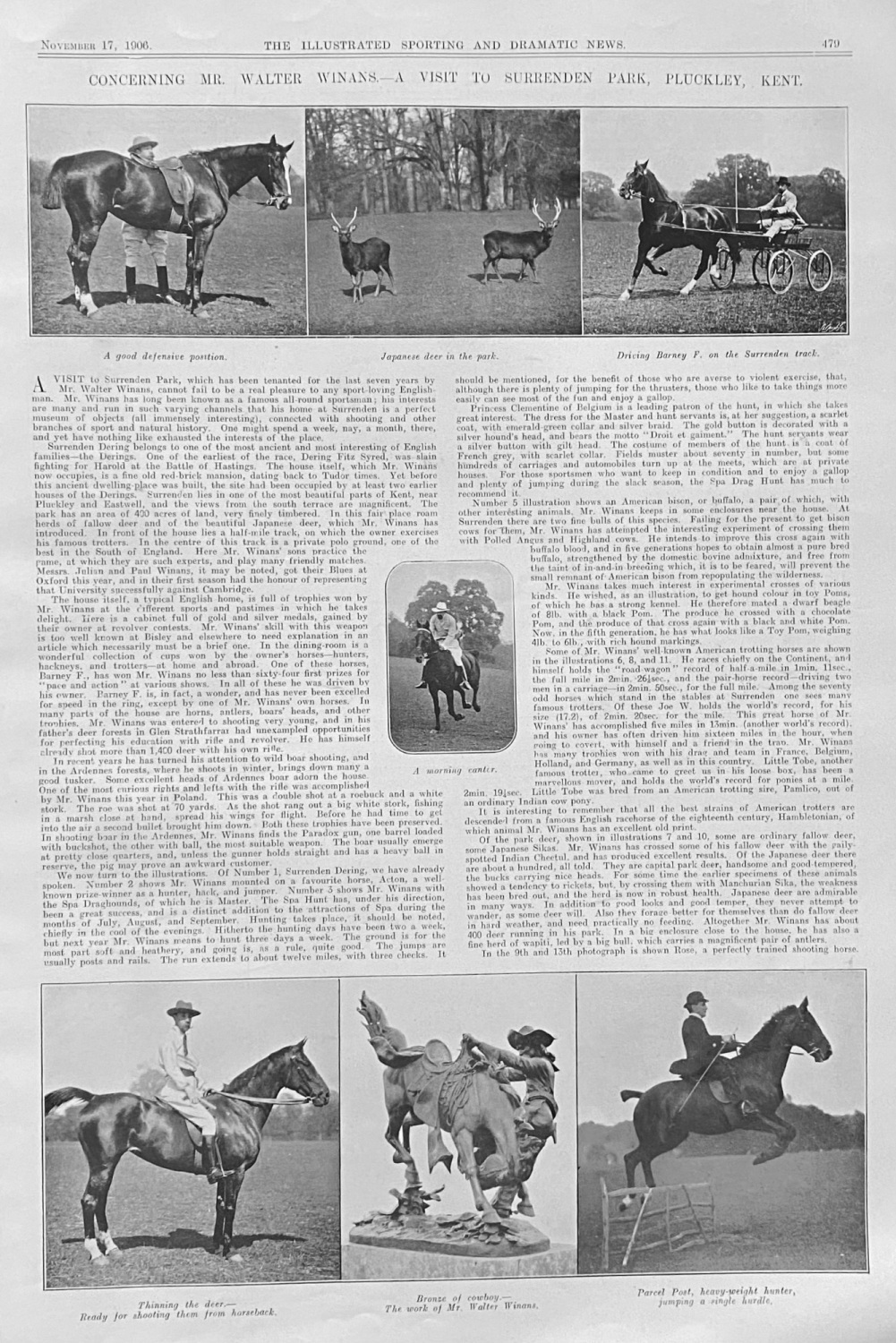 Concerning Mr. Walter Winans.- A Visit to Surrenden Park, Pluckley,  Kent. 