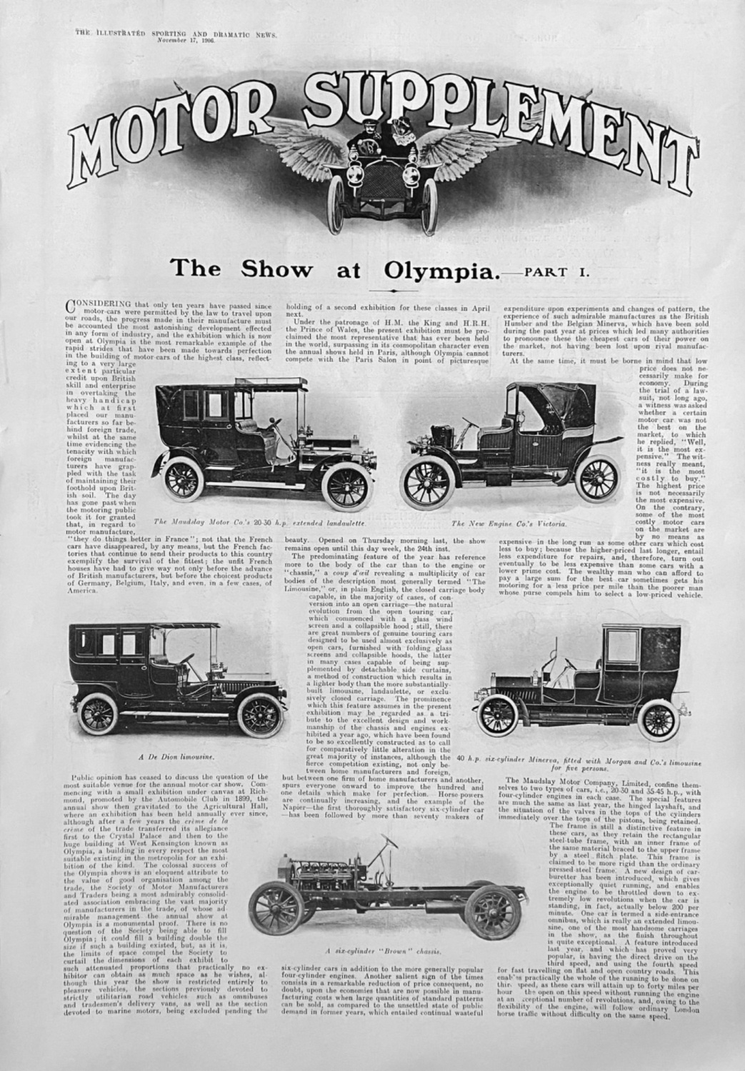 Motor Supplement.  The Show at Olympia.  Part 1.  1906.