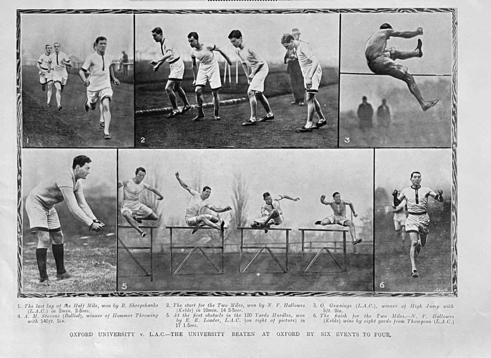 Oxford University v.  L.A.C.- The University Beaten at Oxford by Six Events to Four.  1906.  (Athletics).