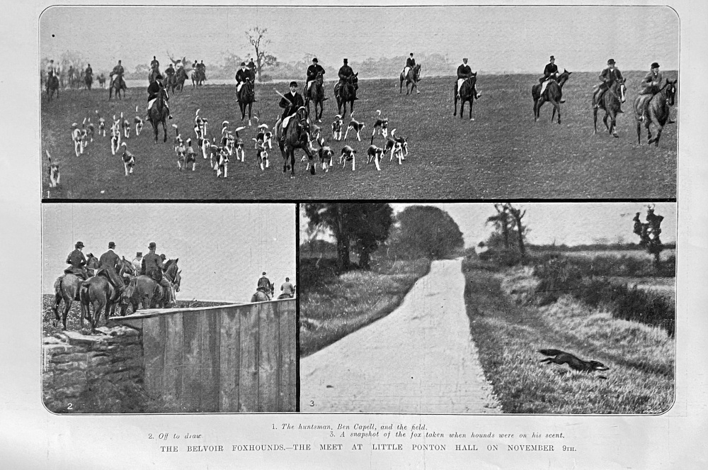 The Belvoir Foxhounds.- The Meet at Little Ponton Hall on November 9th.  1906.