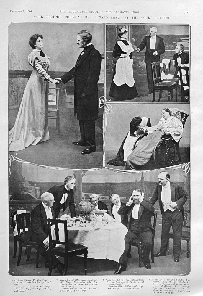 "The Doctor's Dilemma," by Bernard Shaw, at the Court Theatre.  1906.