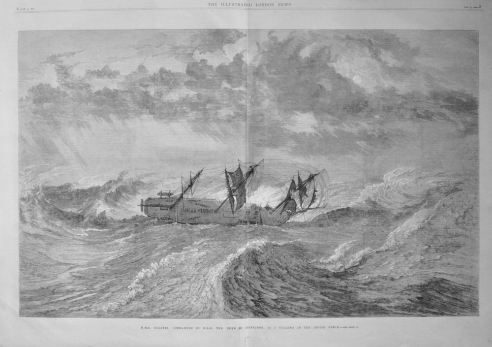 H.M.S. Galatea in a Cyclone - 1868