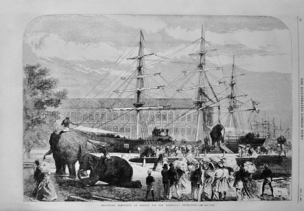 Embarking Elephants at Bombay - 1868