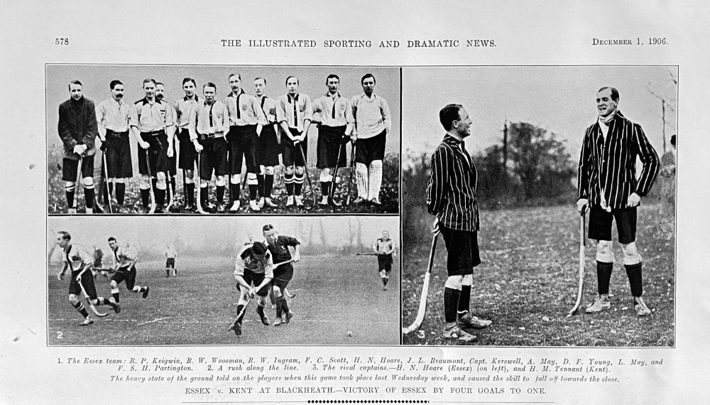 Essex v. Kent at Blackheath.- Victory of Essex by Four Goals to One.  1906.  (Hockey).