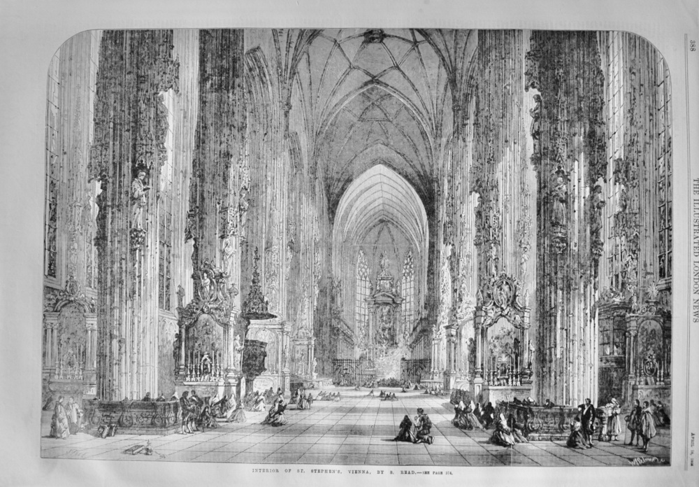 Interior of St Stephens, Vienna, by S Read - 1868