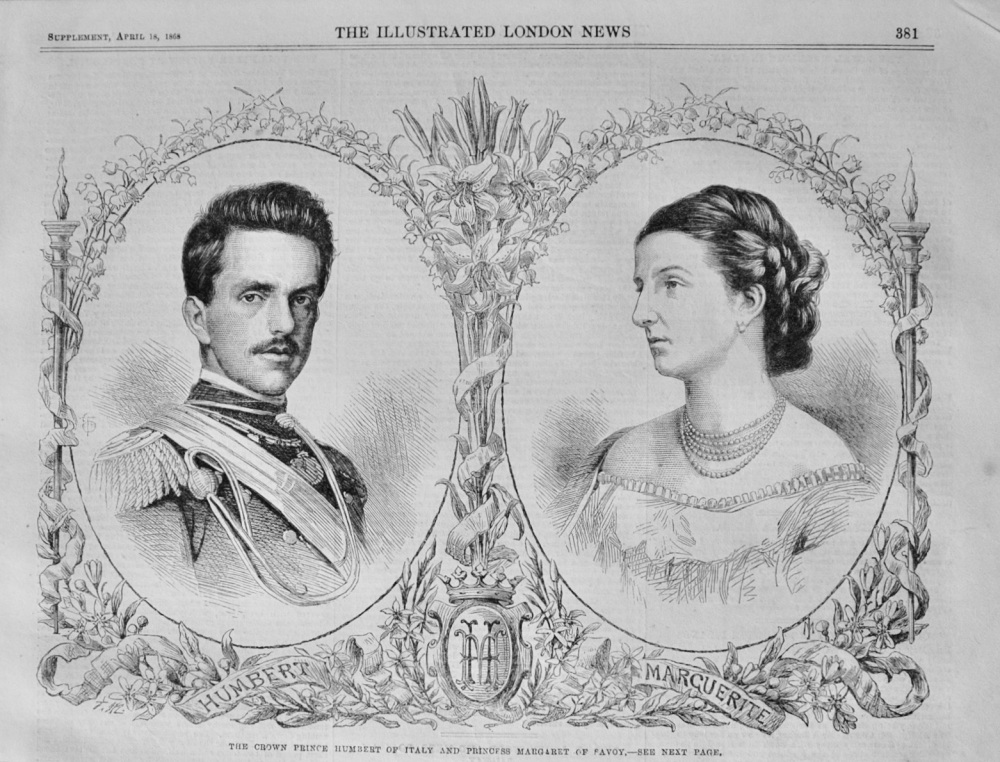 The Crown Prince Humbert of Italy and Princess Margaret of Savoy - 1868
