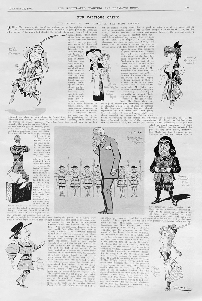 Our Captious Critic.  "The Yeoman of the Guard," at the Savoy Theatre.  1906.