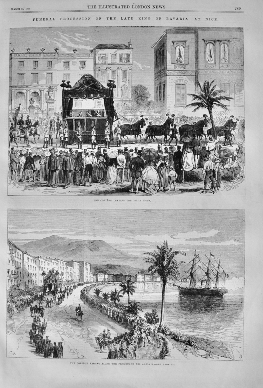 Funeral Procession of the Late King of Bavaria at Nice - 1868