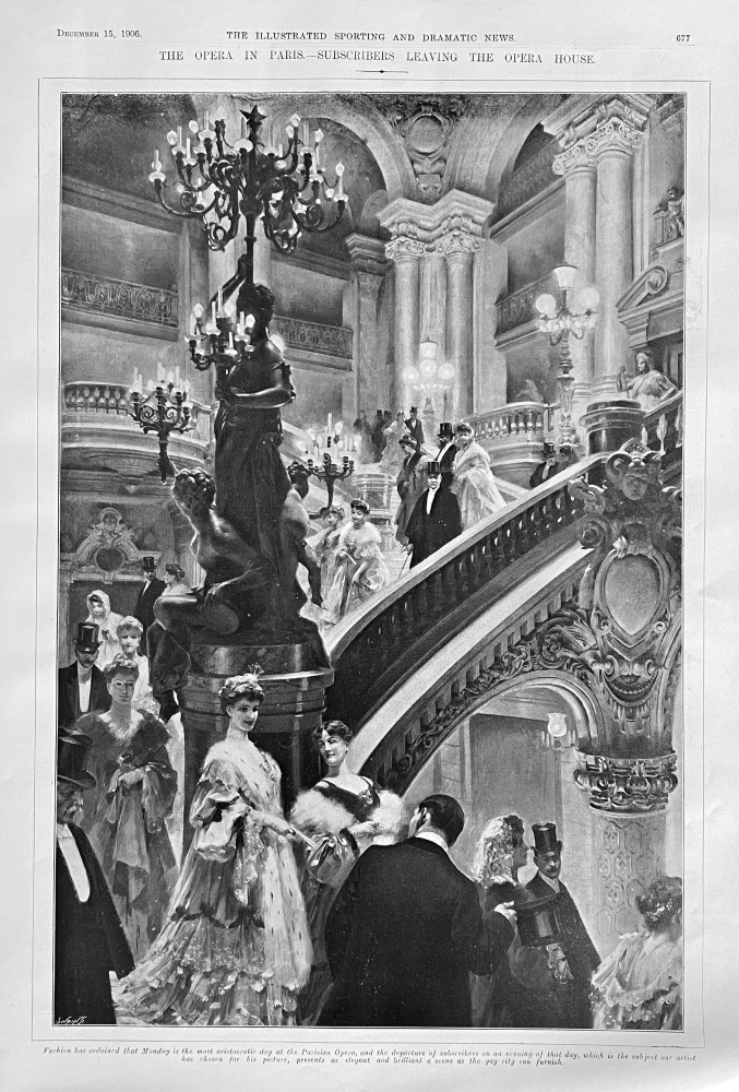 The Opera in Paris.- Subscribers Leaving the Opera House.  1906.