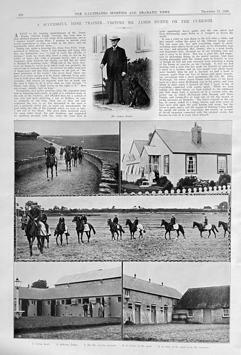 A Successful Irish Trainer.- Visiting Mr. James Dunne on the Curragh.  1906