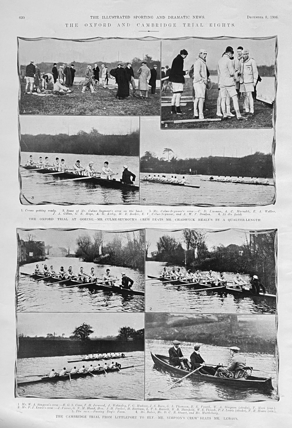 The Oxford and Cambridge Trial Eights.  1906.