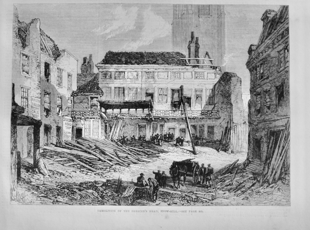 Demolition of the Saracen's Head, Snow Hill - 1868