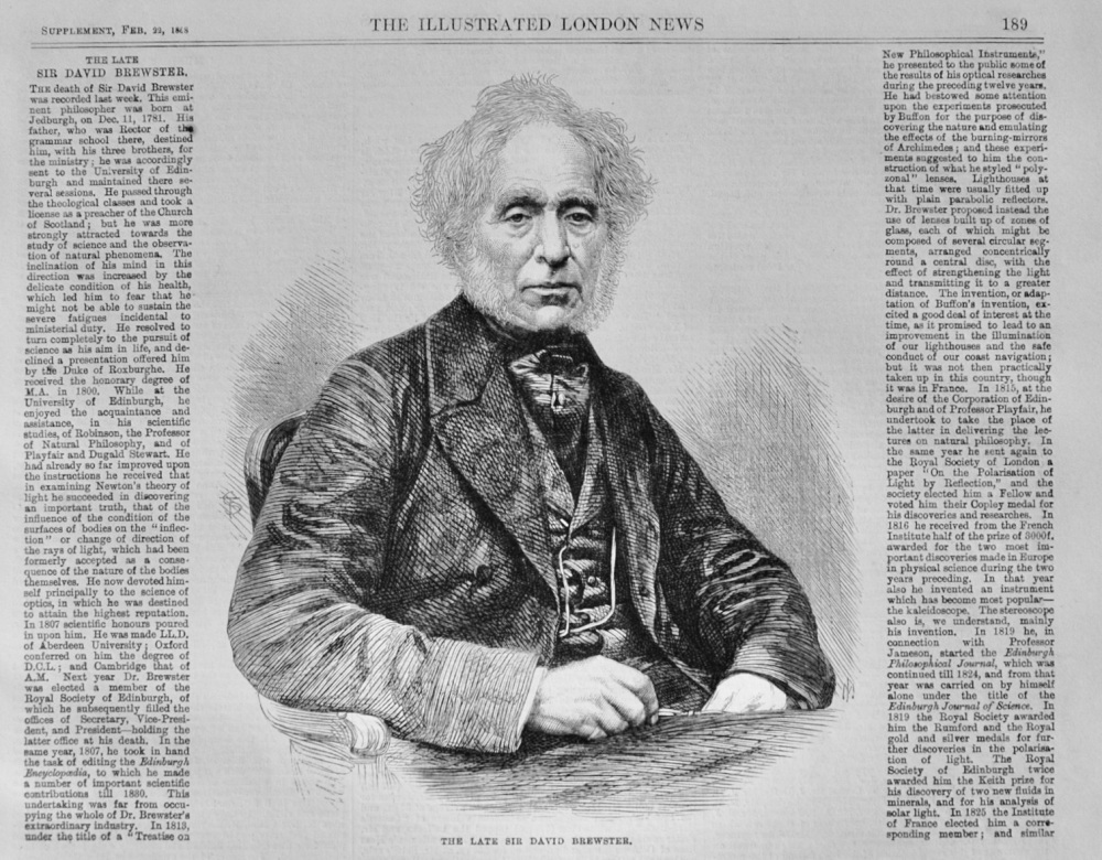 The late Sir David Brewster - 1868