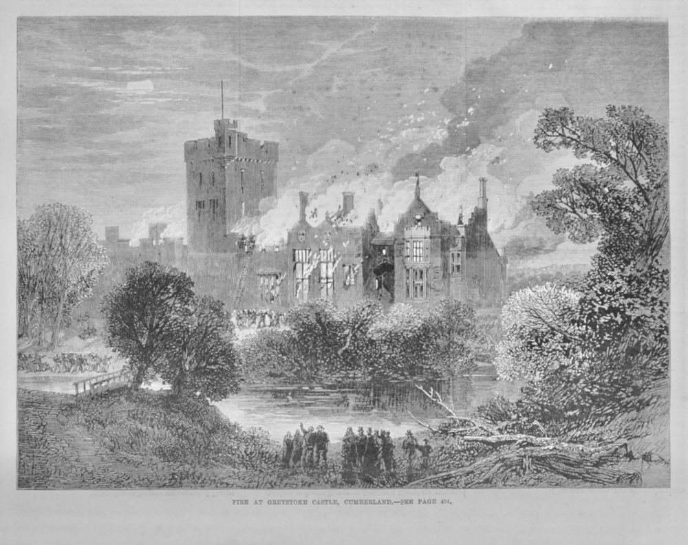Fire at Greystoke Castle - 1868