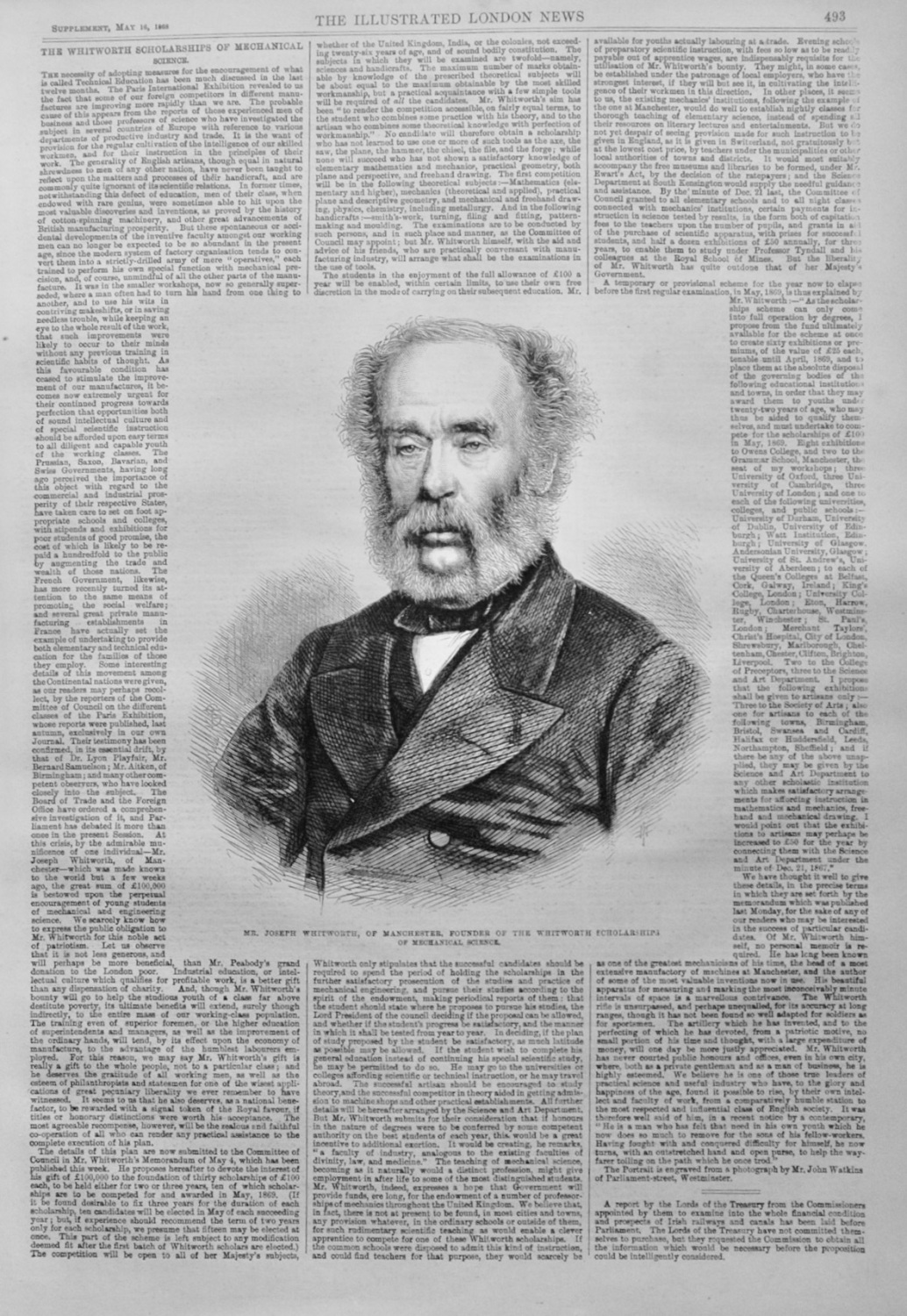 The Whitworth Scholarships of Mechanical Science - 1868