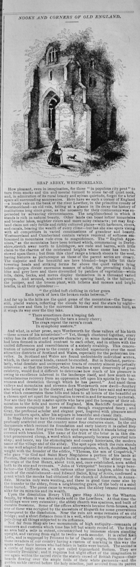 Shap Abbey, Westmoreland - 1843