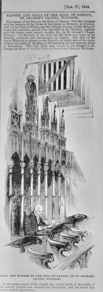 Banner and Stall of the King of Saxony at St George's Chapel - 1844