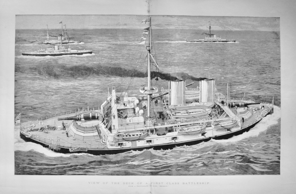 View of the Deck of a First Class Battleship - 1890