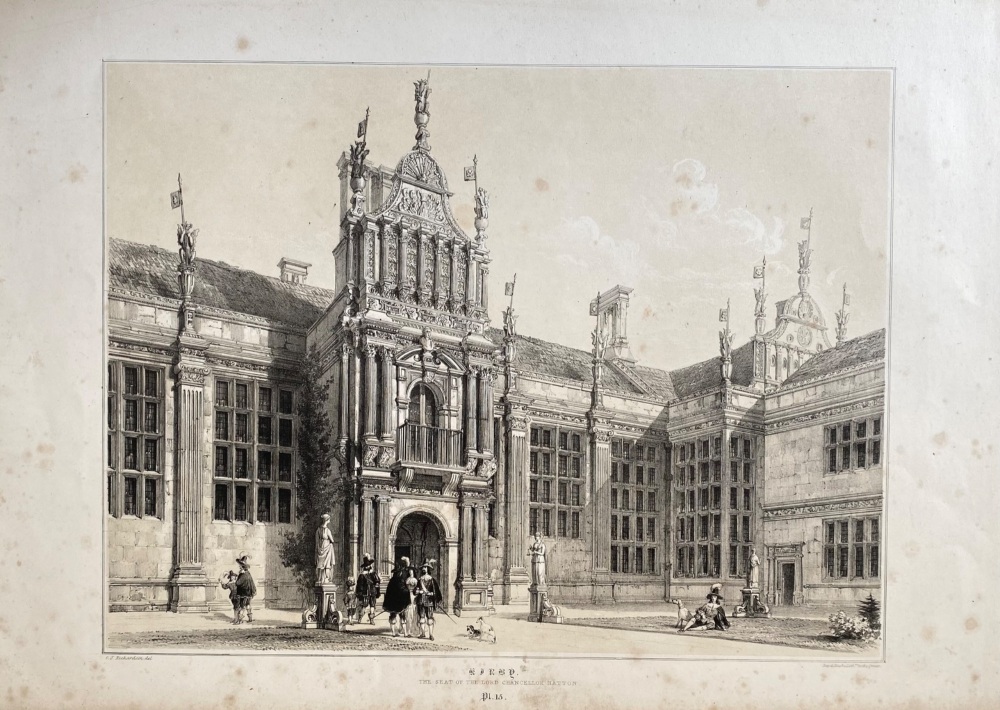 Kirby Hall.  The Seat of the Lord Chancellor Hatton.  1840c.