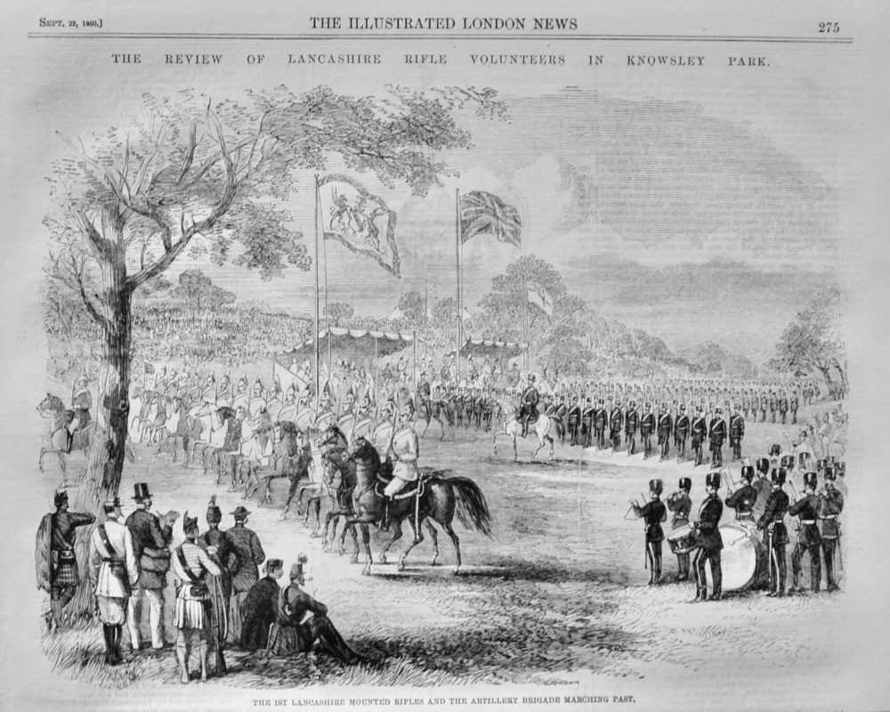 The review of Lancashire Rifle Volunteers in Knowsley Park - 1860