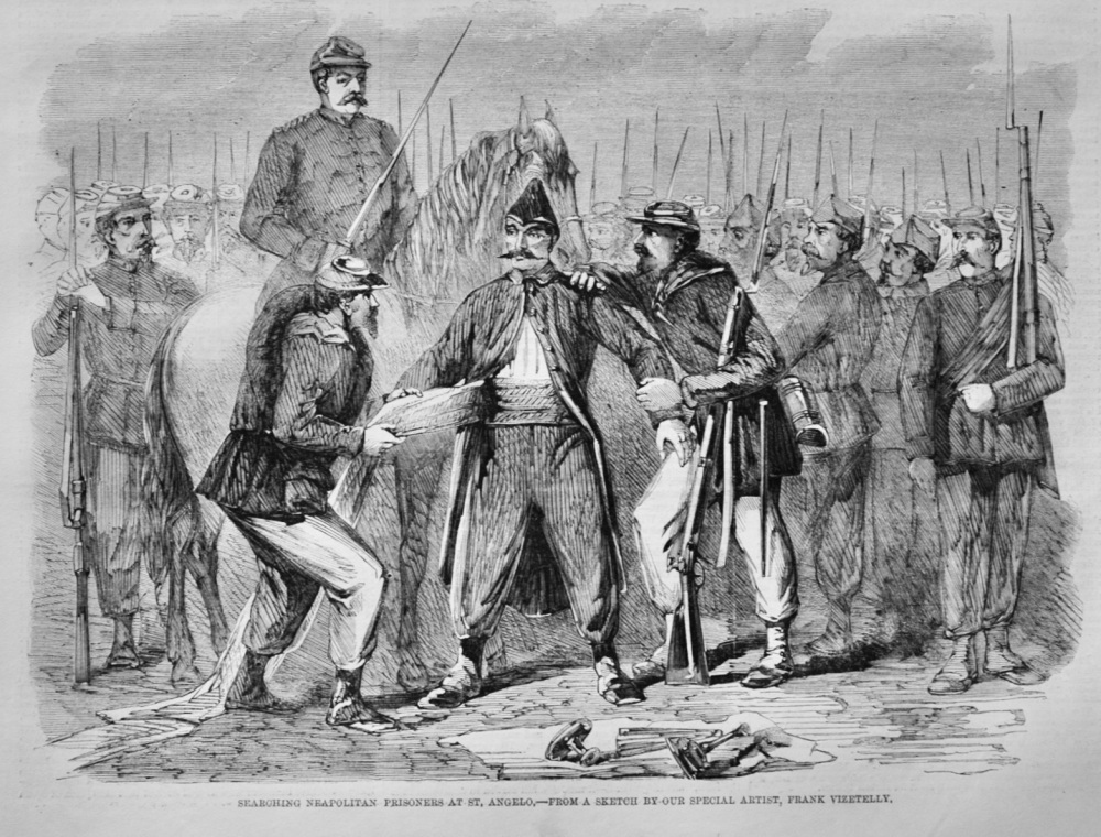 Searching Neapolitan Prisoners at St Angelo - 1860
